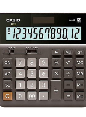 CASIO/卡西欧DH-12计算器简约时尚商务静音大号超宽办公送礼太阳能财务会计白领非语音计算机黑色白色