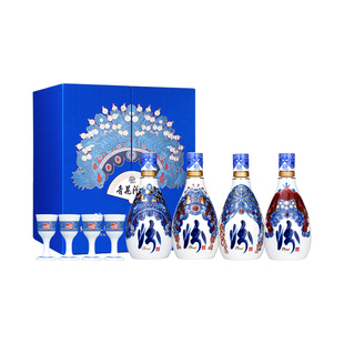 山西汾酒杏花村酒 55度青花40 375ml*4瓶纯粮食礼盒送礼白酒