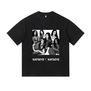 Katseye爱豆粉丝应援周边合影韩女团重磅纯棉T恤半袖杉情侣男女款