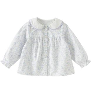 戴维贝拉儿童衬衫2026女童新款纯棉碎花衬衣宝宝A类春装印花上衣