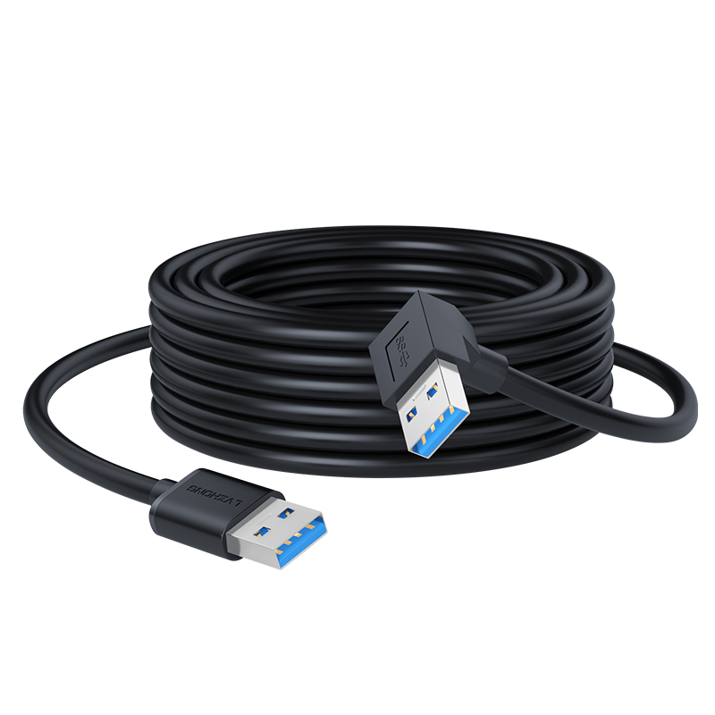 绿众双头usb3.0弯头数据线充电供电线笔记本散热器2.0移动硬盘盒