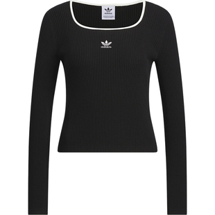 Adidas/阿迪达斯官方正品三叶草女士针织休闲运动紧身长袖JM8052