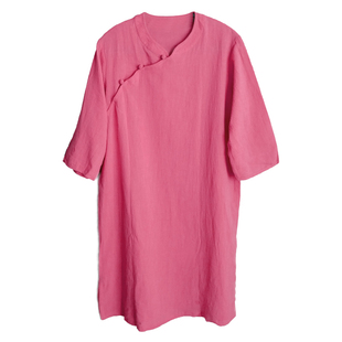 小乐往原创文艺亲子装87课 棉麻女童装新中式旗袍母女装连衣裙