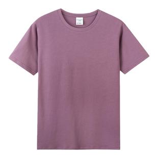 AG40支双纱精梳圆领短袖百搭纯色210克纯棉宽松男女高端小清新T恤