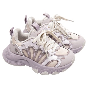 小米步女童运动鞋2025冬季新款加绒儿童老爹鞋轻便软底徒步鞋男童