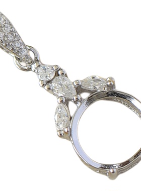 S925纯银圆形吊坠空托玉石镶嵌托