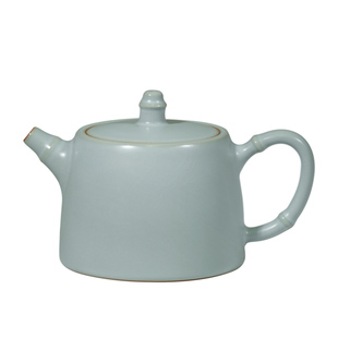 汝窑柱础壶茶壶泡茶家用单壶陶瓷复古风汝瓷开片可养功夫茶具青瓷
