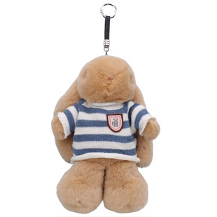 【穿衣兔子】卡通獭兔毛小兔子挂件摆件灰色卡其白色节日礼物带子