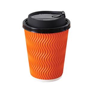 一次性咖啡纸杯加厚防烫瓦楞纸杯四色可选奶茶热饮杯外带杯可定制