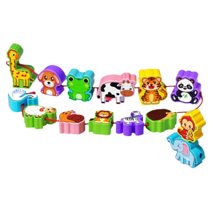 婴儿串珠子早教益智专注力训练穿线大颗粒积木3一6岁男孩女孩玩具