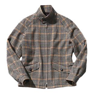 艾比路秋冬英式复古格纹GOLFER立领夹克毛呢绅士男外套