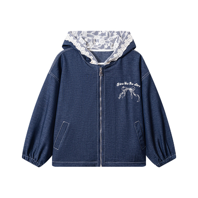 viciusss女童牛仔外套连帽超好看