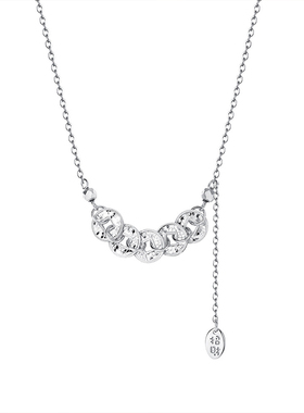 S925纯银爆闪碎冰冰五帝钱币项链