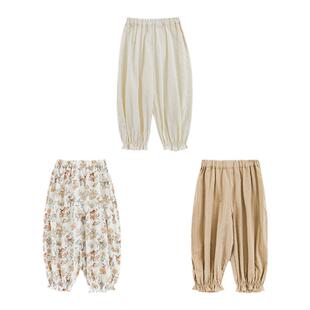 幼悠女童森系兔子系列灯笼阔腿裤夏季童趣可爱菱格提花休闲裤子潮