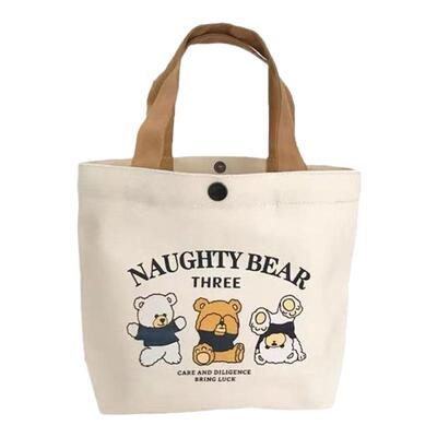 新款小熊印花帆布包手提袋