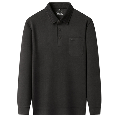 啄木鸟春秋季口袋男士长袖polo衫