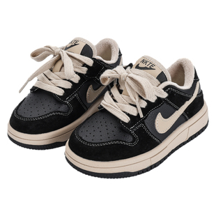 男女童真皮板鞋空军一号儿童软底板鞋2026春秋新款中大童休闲鞋子