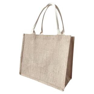 小红书同款买菜粗黄麻防水布手提购物袋复古大号旅行收纳环保包A4