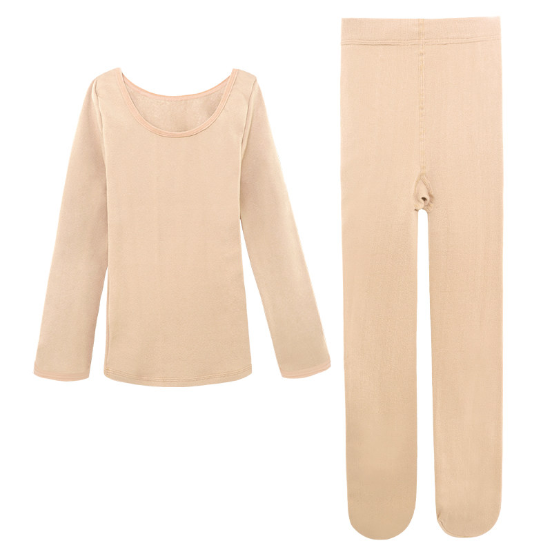 儿童白色舞蹈打底衣春秋加绒舞蹈服套装女童肉色长袖打底衫九分袜