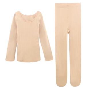 儿童白色舞蹈打底衣春秋加绒舞蹈服套装女童肉色长袖打底衫九分袜