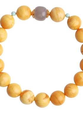 心斋堂妖花纹蜜蜡简洁手串女