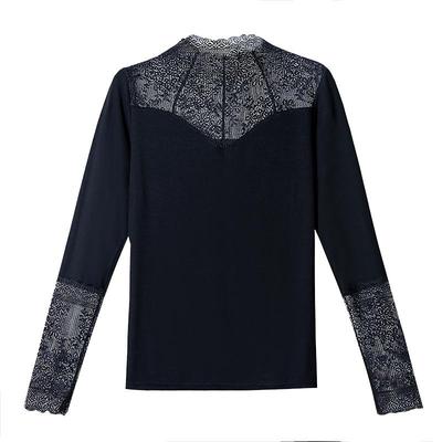 秋季半高领蕾丝打底衫百搭上衣