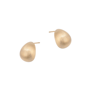 磨砂拉丝金色豆豆耳钉女高级感冷淡风小金豆水滴耳环轻奢金属耳饰