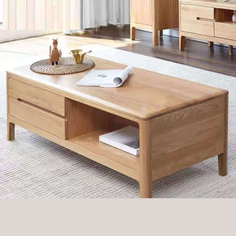 北欧实木茶几实木橡木茶桌客厅咖啡桌简约现代小户型木质原木茶几