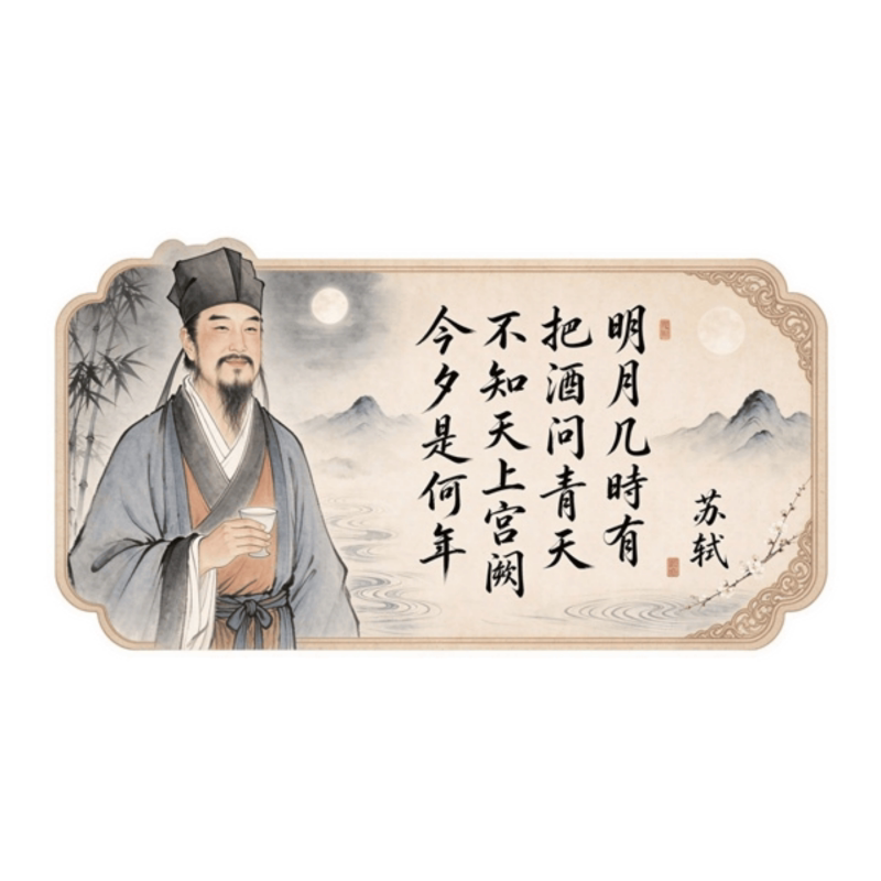 国风古诗词贴纸全套古风诗人水墨