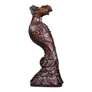 黑檀木雕凤凰摆件家居客厅办公室玄关装饰红木工艺品新婚乔迁送礼