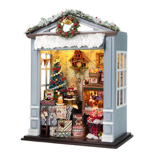 智趣屋diy小屋相聚欢乐颂冬日圣诞姜饼屋手工拼装模型迷你建筑