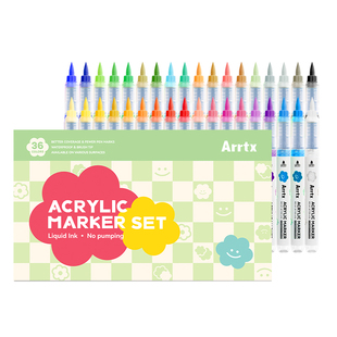 Arrtx阿泰诗丙烯马克笔套装24色B款绝绝紫萤火之光防水软头DIY画鞋相册丙烯颜料马克笔彩色涂鸦笔套装