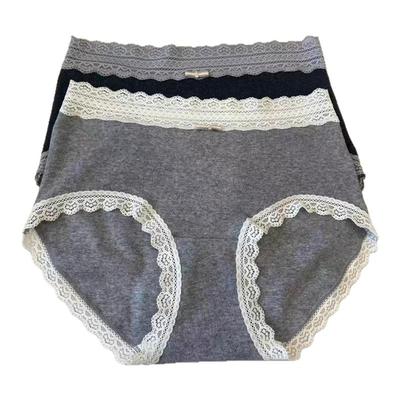 内裤女生纯棉中腰包臀法式蕾丝边