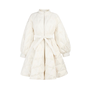 sdeer圣迪奥女装时尚立领收腰菱形宽松羽绒服S244Z2418