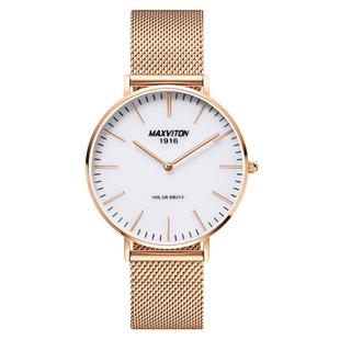 玛斯威顿手表女高级感气质时尚商务休闲光能手表男情侣手表情侣款