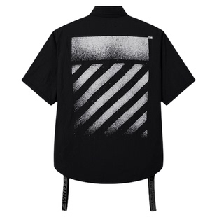 OFF-WHITE™情侣装新款短袖衬衫潮流工装风斜纹图案装饰上衣