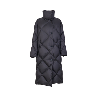 婉甸/黑色咖色长款羽绒服冬季H型宽松款格纹1234D81DS4