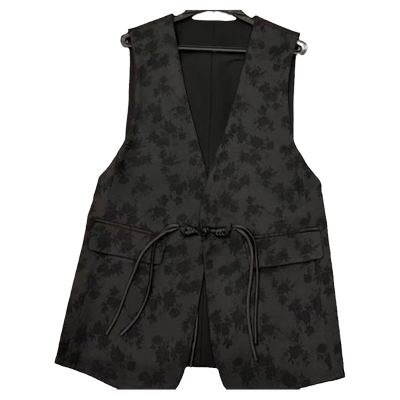 中国风盘扣提花马甲女