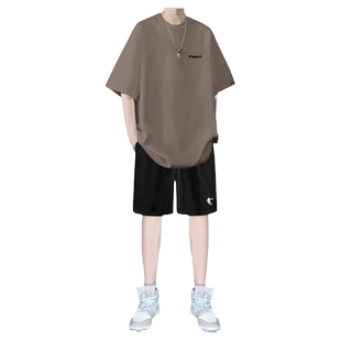 乔丹运动服套装男士纯棉短袖t恤2026夏季跑步健身休闲速干裤男装