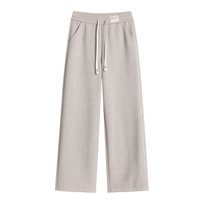 毛呢窄版直筒阔腿裤女宽松加绒