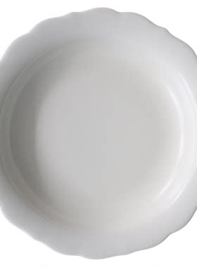 山水一间脂白葵口平边小盘6.5寸