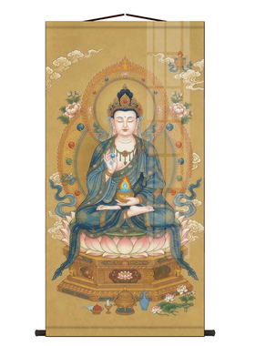 药师佛画像卷轴挂画南无药师琉璃光如来佛像家用佛堂丝绸供奉挂轴