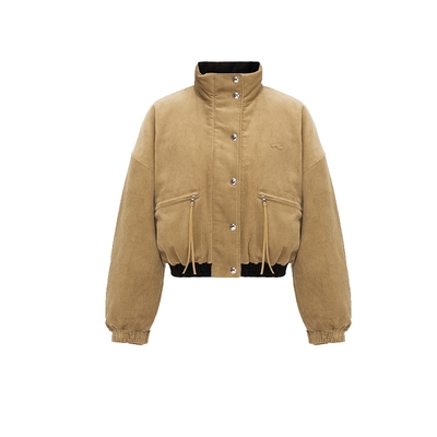 舒适灯芯绒拼色鹅绒服外套