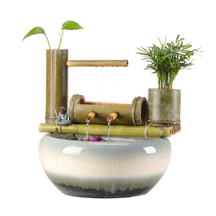 流水摆件循环水鱼缸造景过滤器竹子水循环喷泉景观庭院水景装饰品