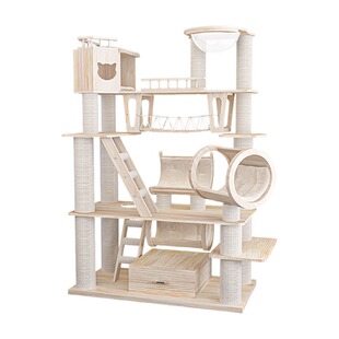 蜜罐猫实木大型猫城堡木质猫爬架猫窝猫树一体豪华猫咪玩具210606
