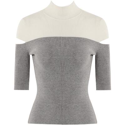 DPLAY半高领针织衫拼色打底衫