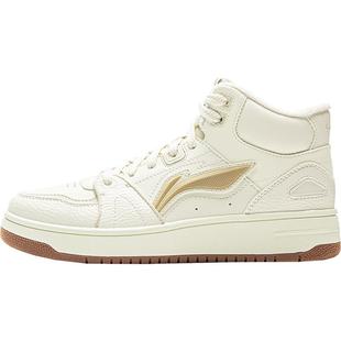 李宁天迹HI高帮板鞋女鞋冬季新款经典复古休闲鞋子加绒运动鞋女款