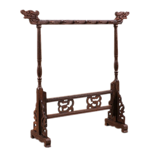 精品鸡翅木毛笔架笔挂全手工红木笔架龙头笔挂文房四宝歙砚包邮