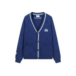 NFL美橄超级碗猛虎队针织衫外套 秋冬落肩款提花运动V领开衫毛衣