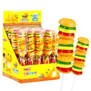 金稻谷串烧汉堡包软糖汉堡糖橡皮糖棒棒糖儿童糖果哪吒糖零食批发